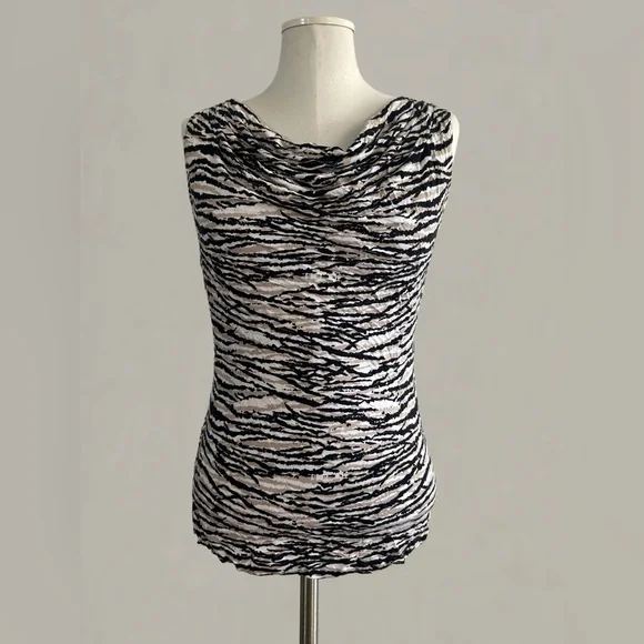 Calvin Klein Black and White Zebra Print Blouse - Picture 1 of 6